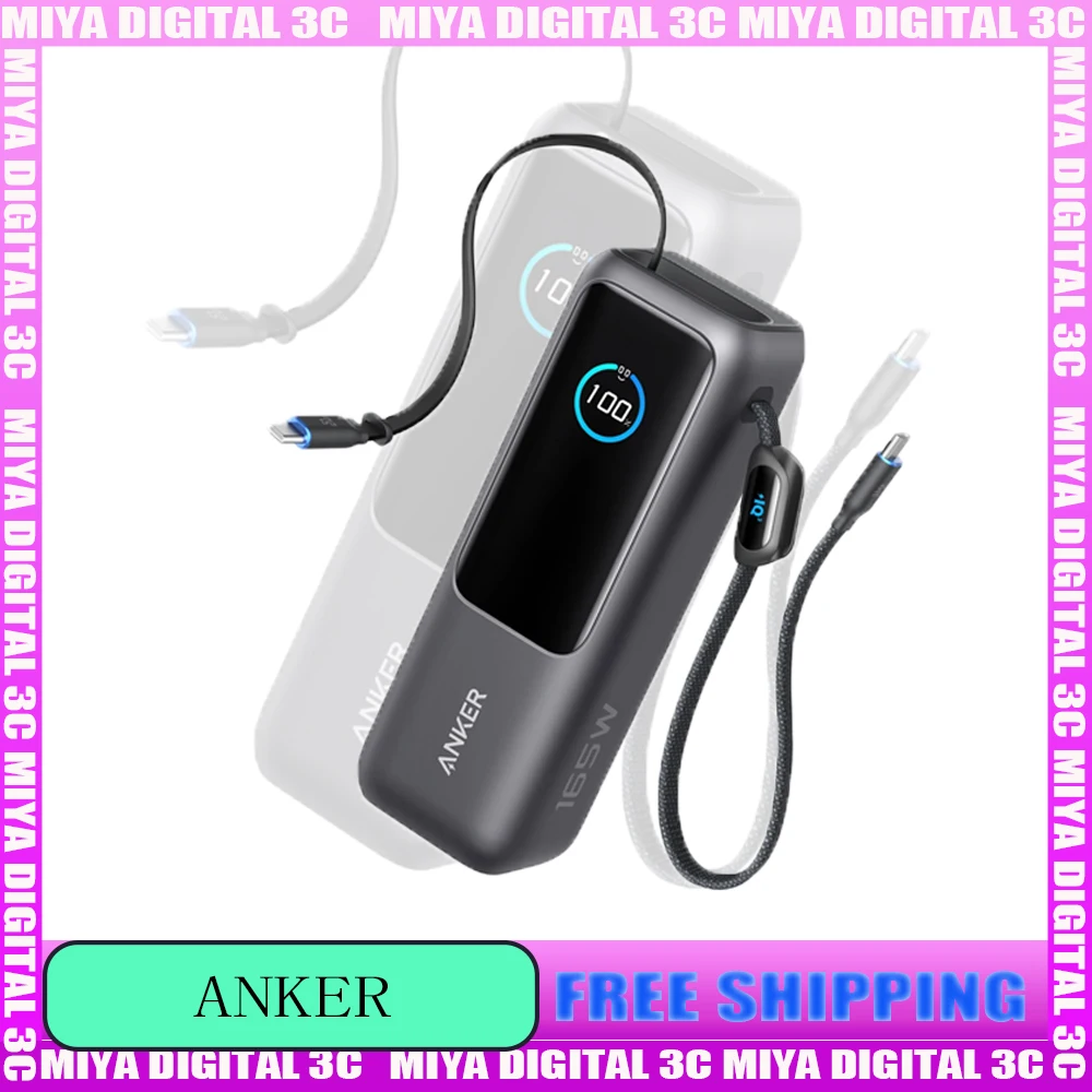 Anker Zolo Power Bank 25000mAh 165W شاحن محمول فائق السرعة لأجهزة الكمبيوتر المحمولة المزدوجة شحن سريع حزمة بطارية مع مدمج