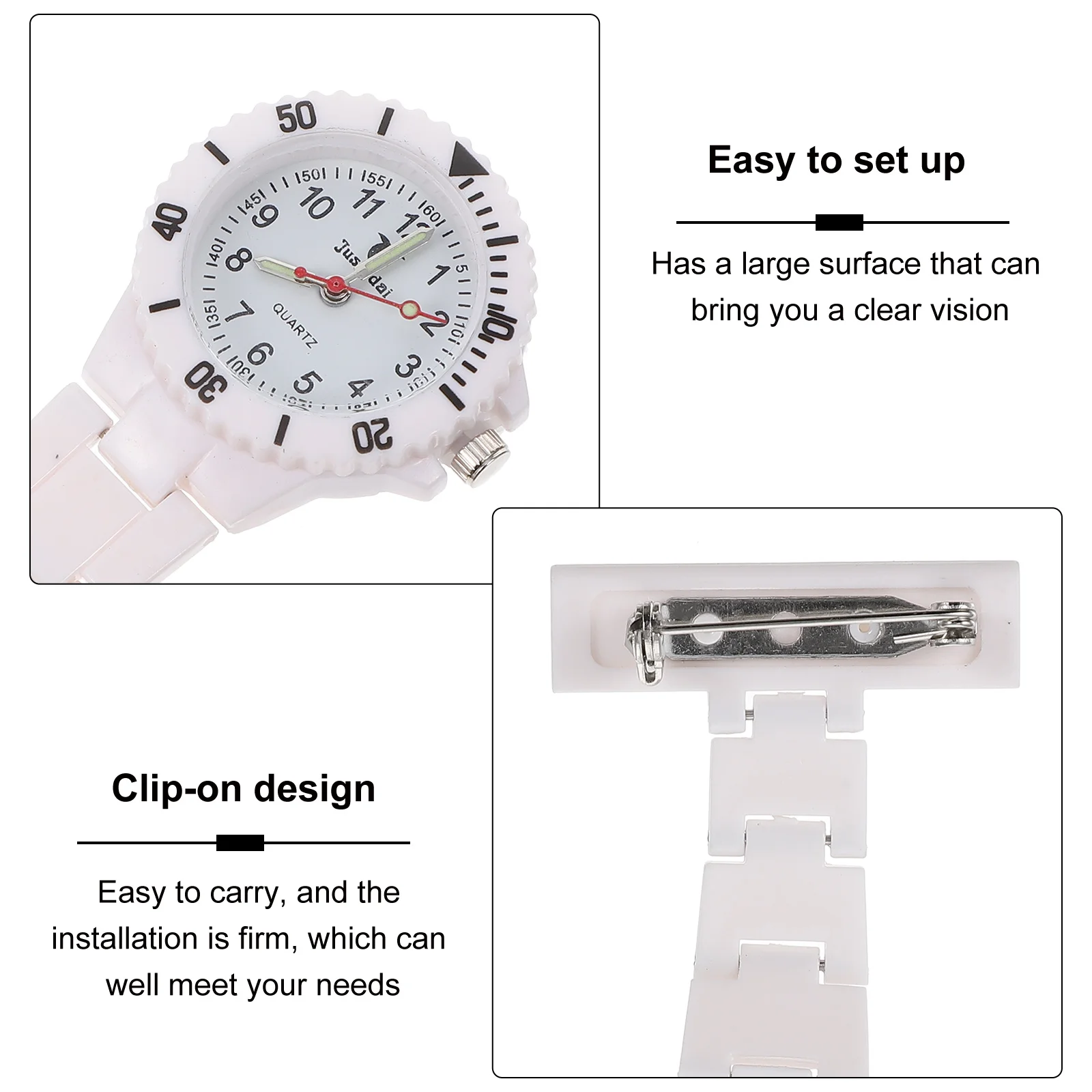

Nurse Pocket Watch Silicone Material Durable Pin Design Firm Installation Clear Dial Bright Colors Fashionable Wear