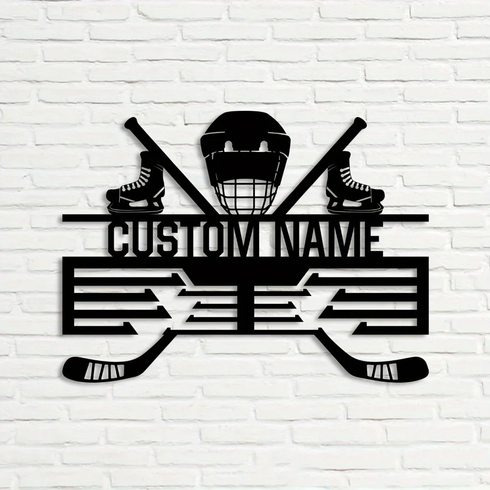 

Unique Handmade Personalized Metal Hockey Medal Rack with 12 Bars Customized Name Ideal for Home Sports Award Display