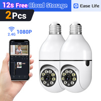 2Pc Ease Life APP-Light Bulb Security Cameras Outdoor Wireless WiFi Camera 5GHz, 360 Degree, E27 Light Socket Screw In Securi