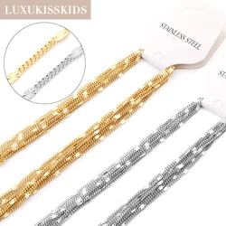 LUXUKISSKIDS 1.4mm 18K Gold Plated Shiny High Quality Stainless Steel Wholesale Chains For Women DIY Making 5pcs Stylish Chain