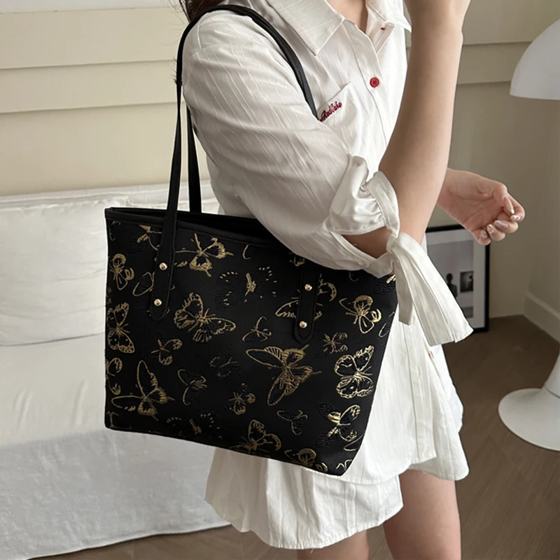 

Women's Large Capacity Underarm Shoulder Bag Female Oxford Handbags Commuting Shopping Printed Casual Tote Bag Top-handle Bag