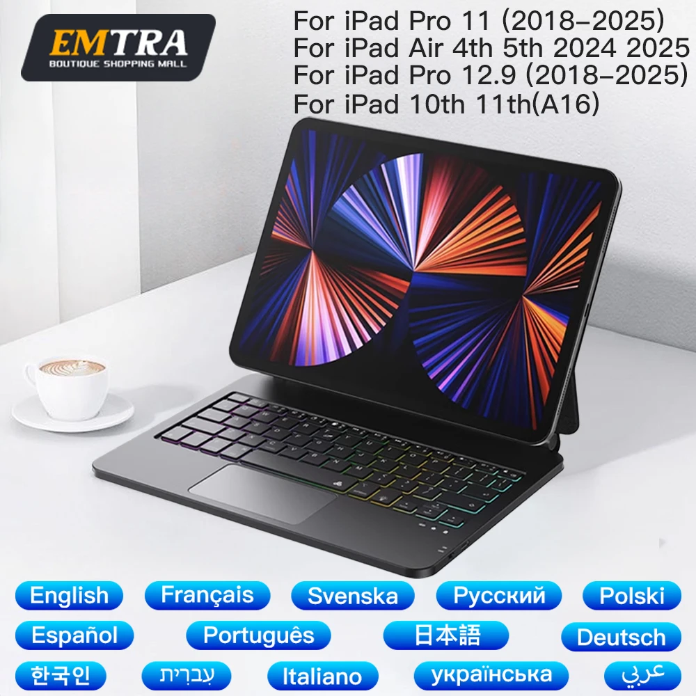 

Magic Keyboard for iPad 12.9 13 11 10.9 inch Bluetooth Wireless Keyboard 12.9 Por 6th 5th 4th 3rd 10.9 Air 4 5 Por 11 Smart Case