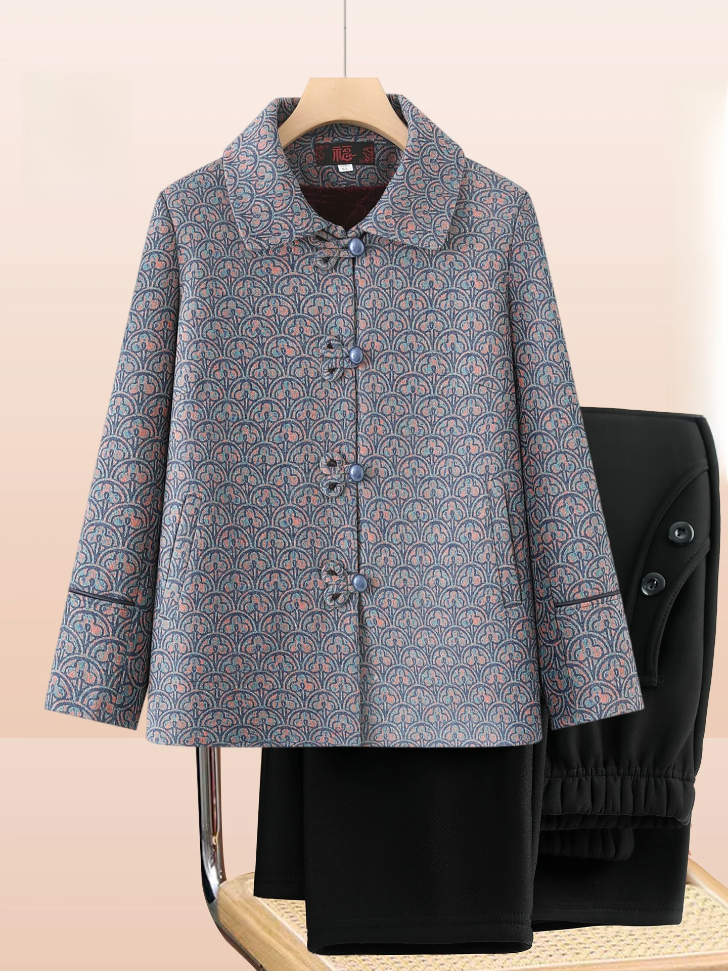 

Модный кардиган с воротником для женщин 60 лет и пожилых мам, теплый, с длинными рукавами, на осень