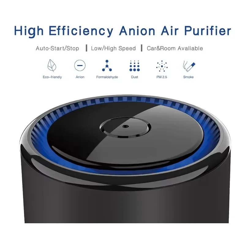 Mini Portable Negative Ion Air Purifier USB Car Freshener Aluminum Alloy 5W 5V OEM