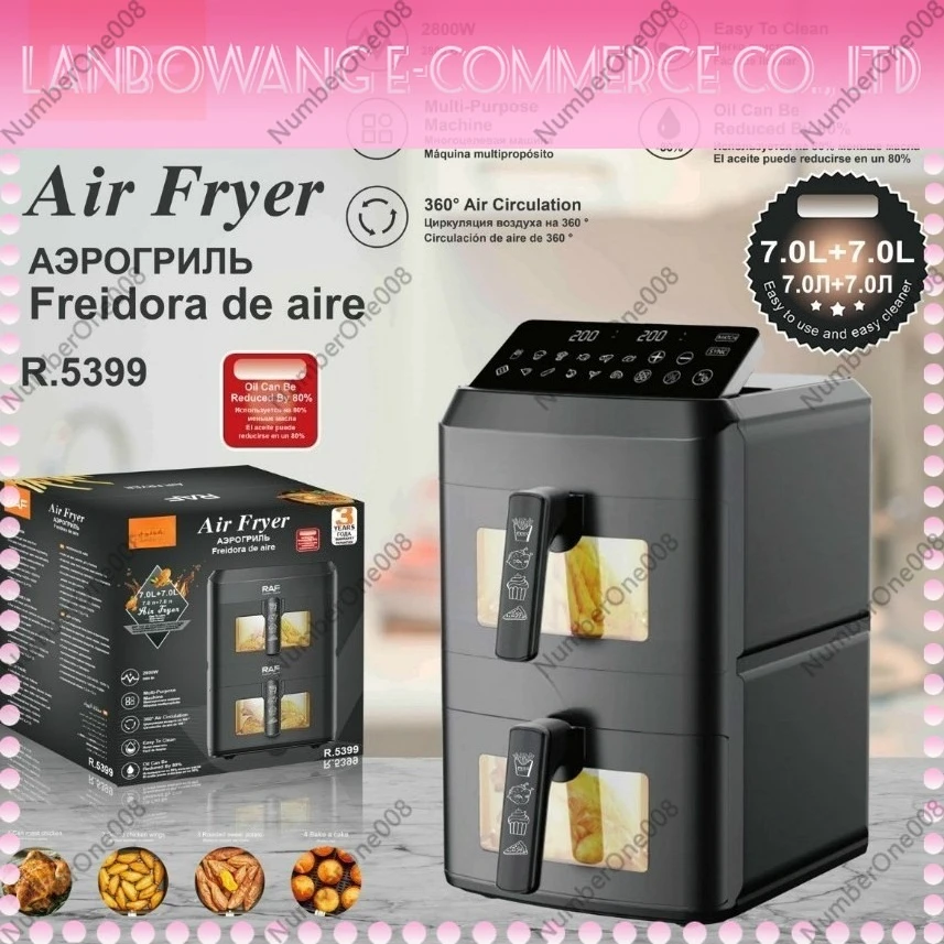 European Standard Household Smoke Free Air Fryer Multifunctional Smart Double Layer Oven French Fries Electric Fryer Oil Free