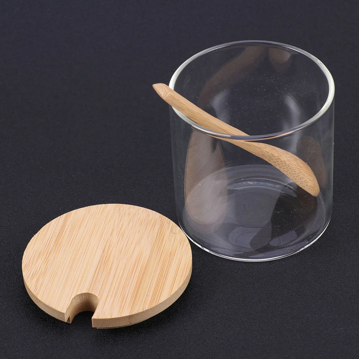 

Glass Spice Jar High Borosilicate Clear Glass Storage Container Bamboo Lid Wooden Spoon Moisture Proof Perfect for Tea Coffee