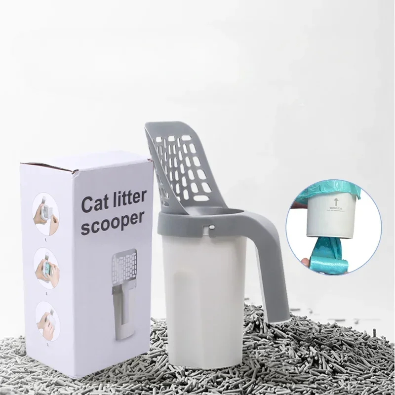 Cat Litter Scoop with Refill Bag Holder Integrated Detachable Deep Cat Litter Shovel Kitten Litter Box Cat Supplies Arenero Gato