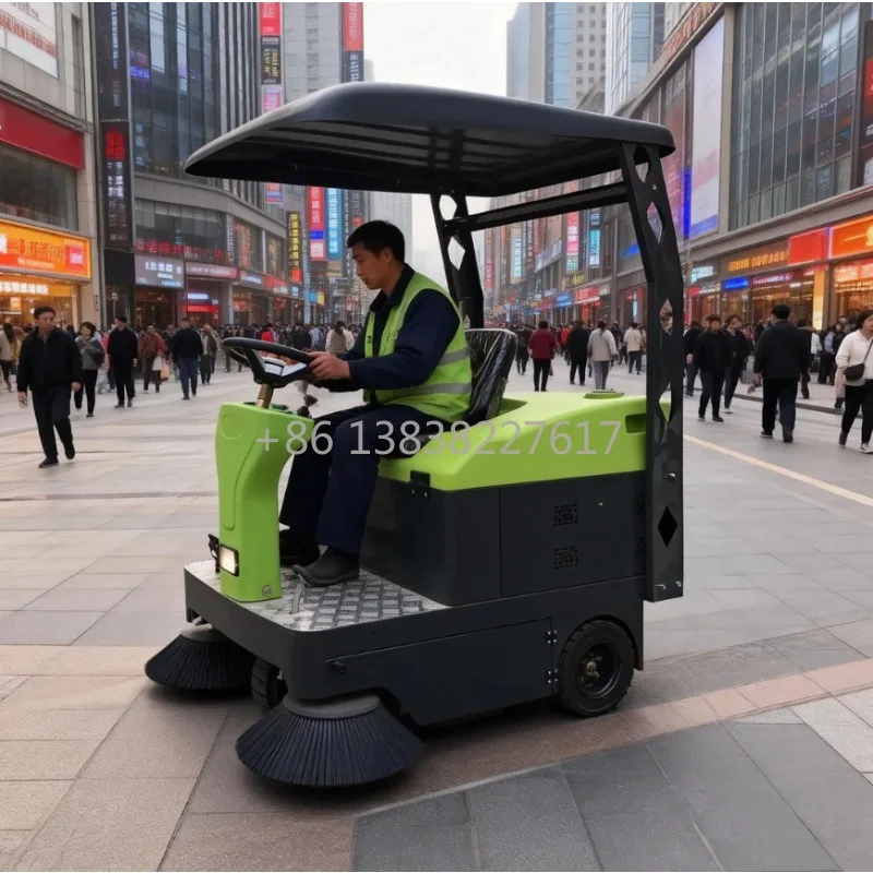 Industrial Floor Sweeper and Scrubber with Large Capacity Trash Bin, No Odor Cold Steel Structure