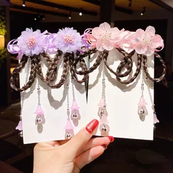 children's hair clip Chinese style Hanfu headwear wig tassel flower hair card Kids hair accessories