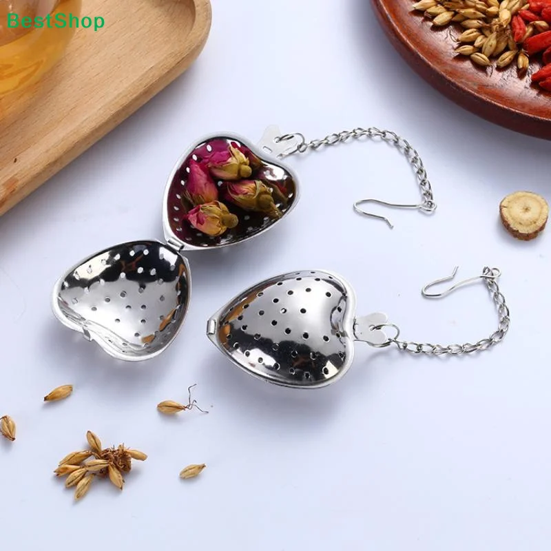 ♬Heart Shaped Tea Infuser,Stainless Steel Tea Strainer with Handle and Chain, Reusable Tea Filter for Loose Leaf