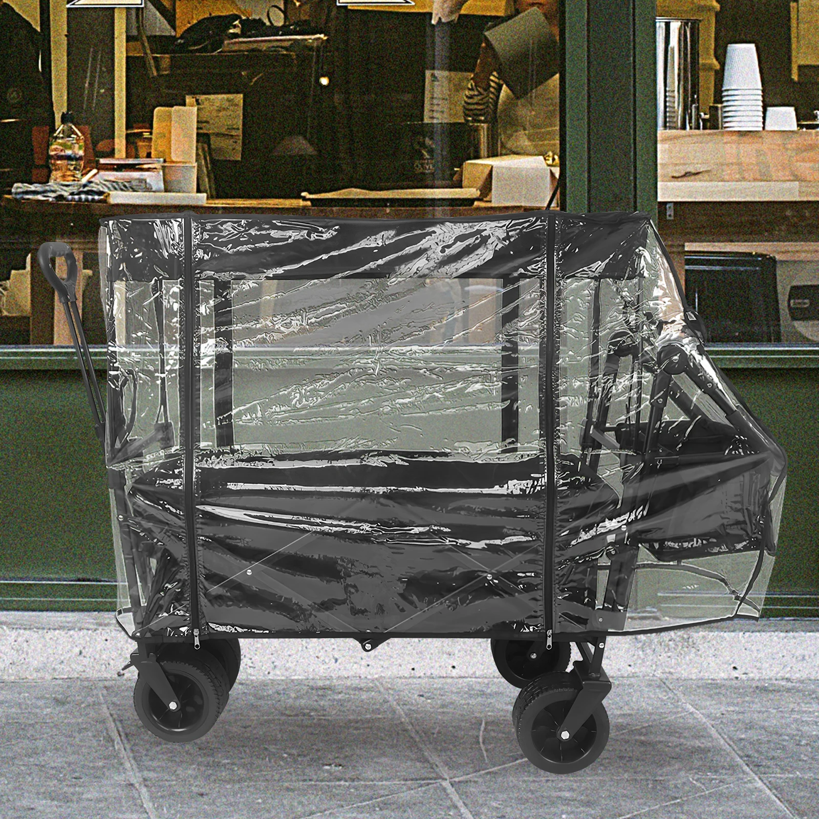 

Foldable Universal Waterproof Wagon Rain Cover Transparent Camping Cart Canopy Attachment for Garden Wagon Outdoor Use