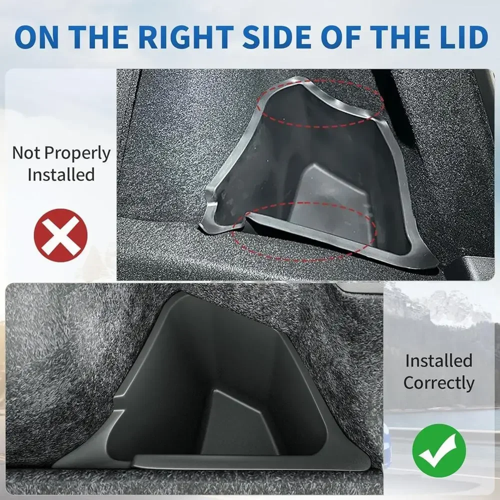 XVIP Rear Trunk Storage Box Suitable For Tesla Model Y 3 21-23 Left Right Corner Organizer Model 3 Highland 2024 Flocking Cover