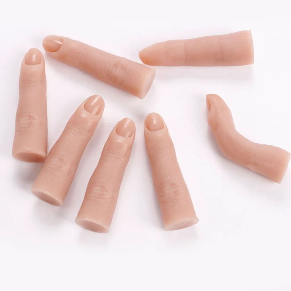 Silicone Nail Art Trainer Practice Training Finger Model For Acrylic Gel Manicure Salon Tools Simulation Fake Finger Nail Pieces