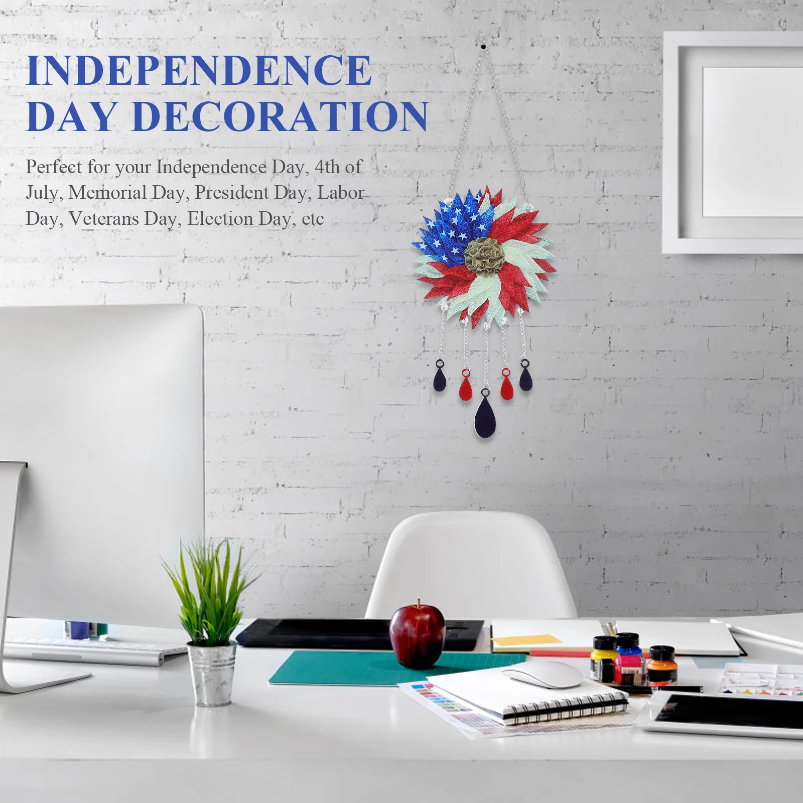 

Patriotic 3D Acrylic Wall Door Decor American Flag Design Hanging Ornament For Independence Day United States Decoration Wind