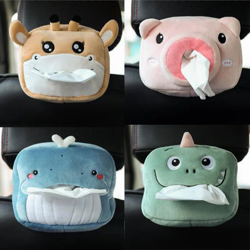 Neue niedliche Cartoon Auto Taschentuch Box Plüsch Servietten halter Universal Auto Home Zimmer