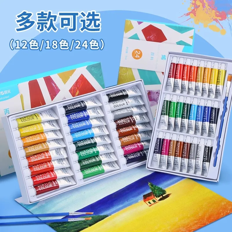 M & g-artist-アクリル油絵具,プロ用ホースセット,画材,5 ml, 12 ml, 24色