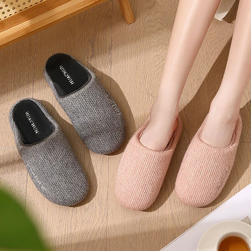 

Non-slip cotton slippers women's winter couple indoor home household piled thickened warm plush cotton drag men's winter