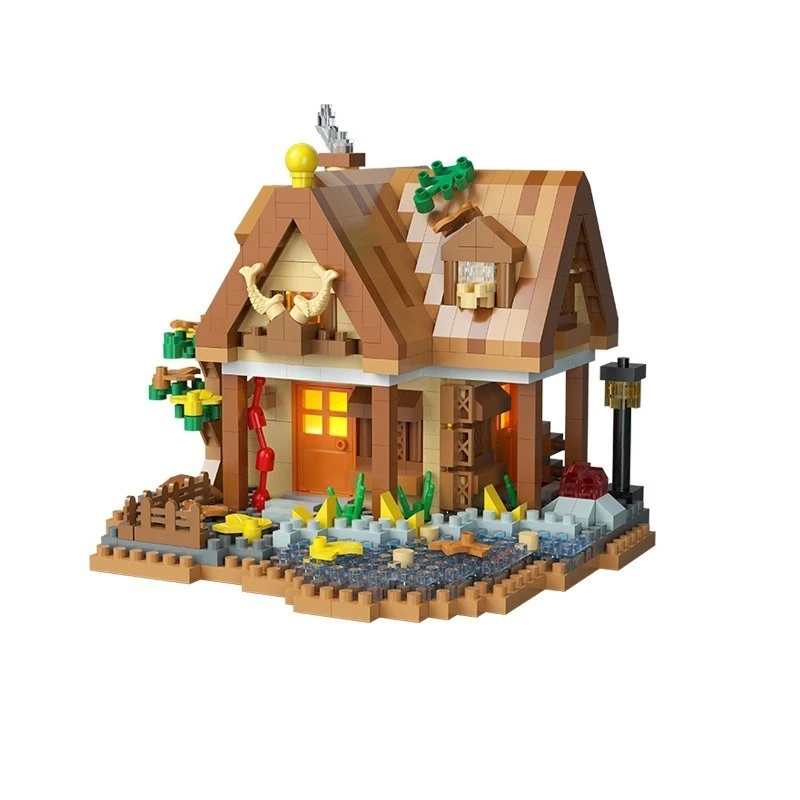 Micro Building Block Foresta Treehouse Mulino a vento Cabina Modello Kit Assemblaggio Giocattolo Decorazione da scrivania Regalo per bambini Adolescenti Compleanno Natale