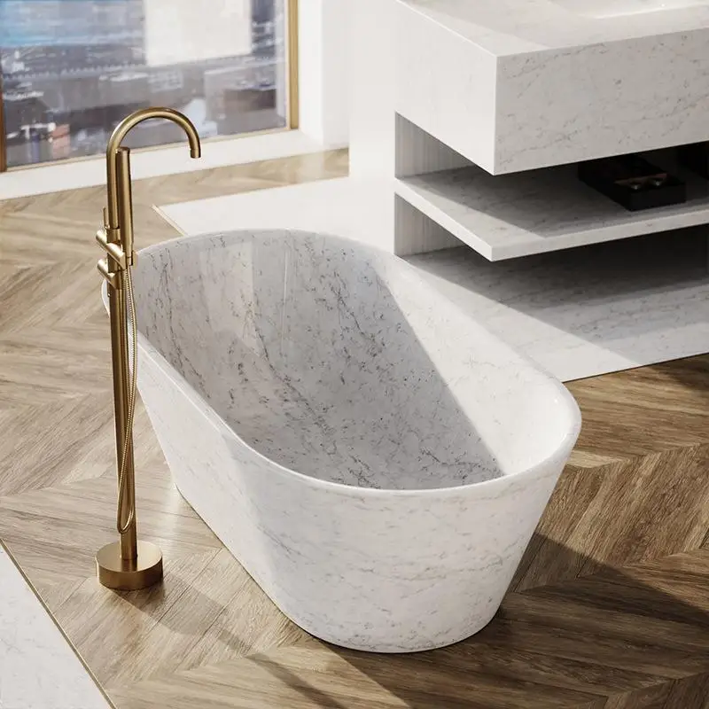 Natural Marble Bathtub , Luxury Double Soaking Tub,Custom-Made for HotelVilla, Artistic IndoorOutdoor Design, High-End&Durable image 3