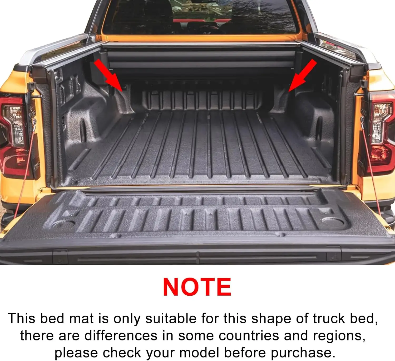 Für Ford Ranger 2024 2025 US-Version Passend für 5FT 59,6 Fuß Laderaummatte, Laderaumauskleidung, Schwarze TPE-Bodenmatten, Schutz – Detail 1