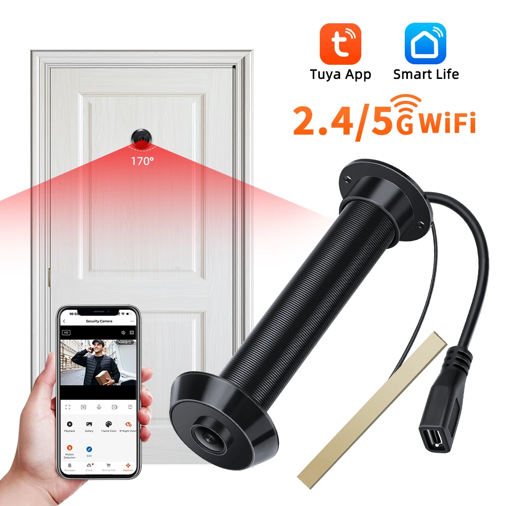 170 ° Weitwinkel Tür Auge Kamera Nachtsicht Mini Video Auge 2,4g/5g WLAN Kamera Bewegungs erkennung