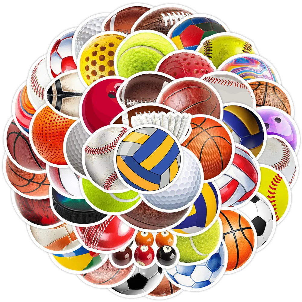

10/30/50PCS mixed ball graffiti stickers sports baseball football basketball waterproof for Water Cup Phone Computer Notebook