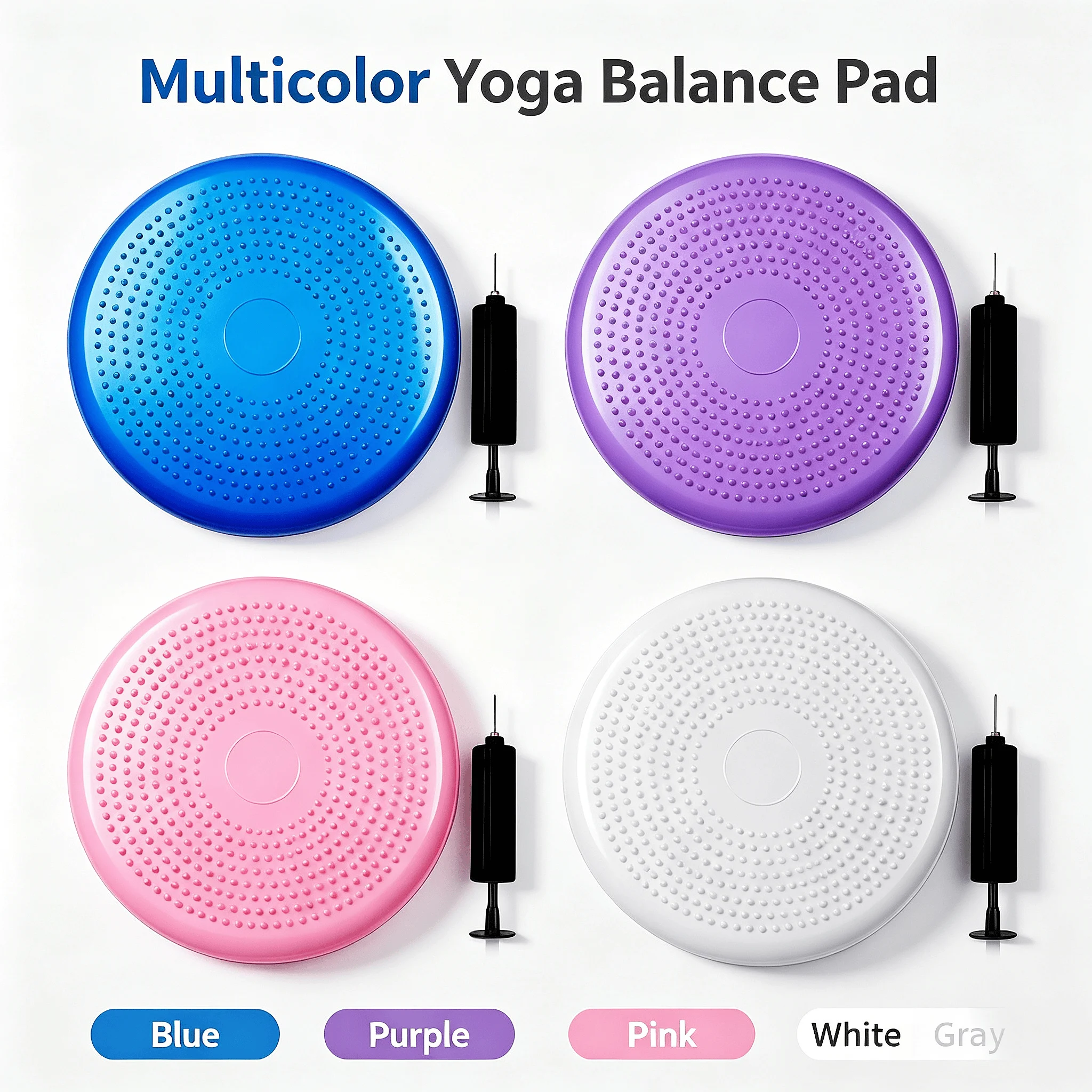33CM Core Balance Trainer Pad with Inflator PVC Multi-Functional Yoga Fitness Balance Mat Soft Design Foot Massage Effect