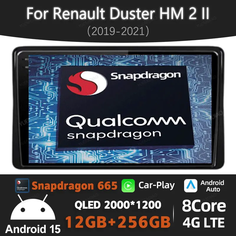 

Android 15 Car Radio For Renault Duster HM 2 II 2020 - 2021 Arkana 1 I 2019 - 2021 Multimedia Video Player GPS NAVI 4G WIFI QLED