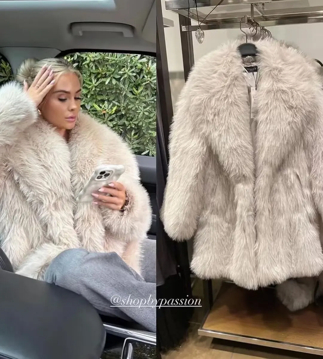 European and American style fashion warm high-end artificial effect fur coat women\'s winter mid-length fur coat