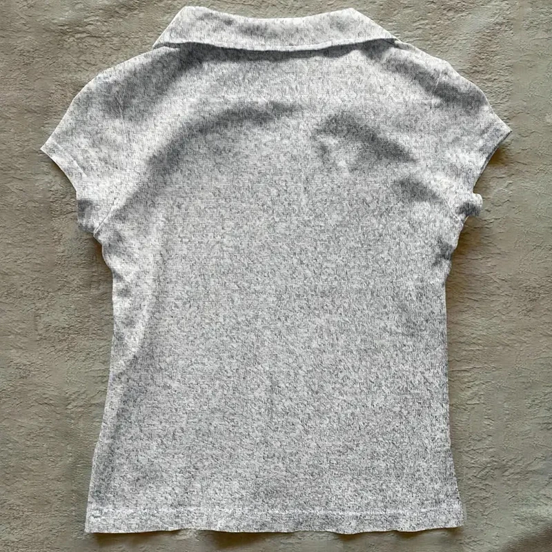 2000s التلبيب أرقام خطابات الصيف جعل المطبوعات القديمة جماليات الموضة قصيرة الأكمام تي شيرت المرأة المحاصيل القمم الشارع خمر القمم #6