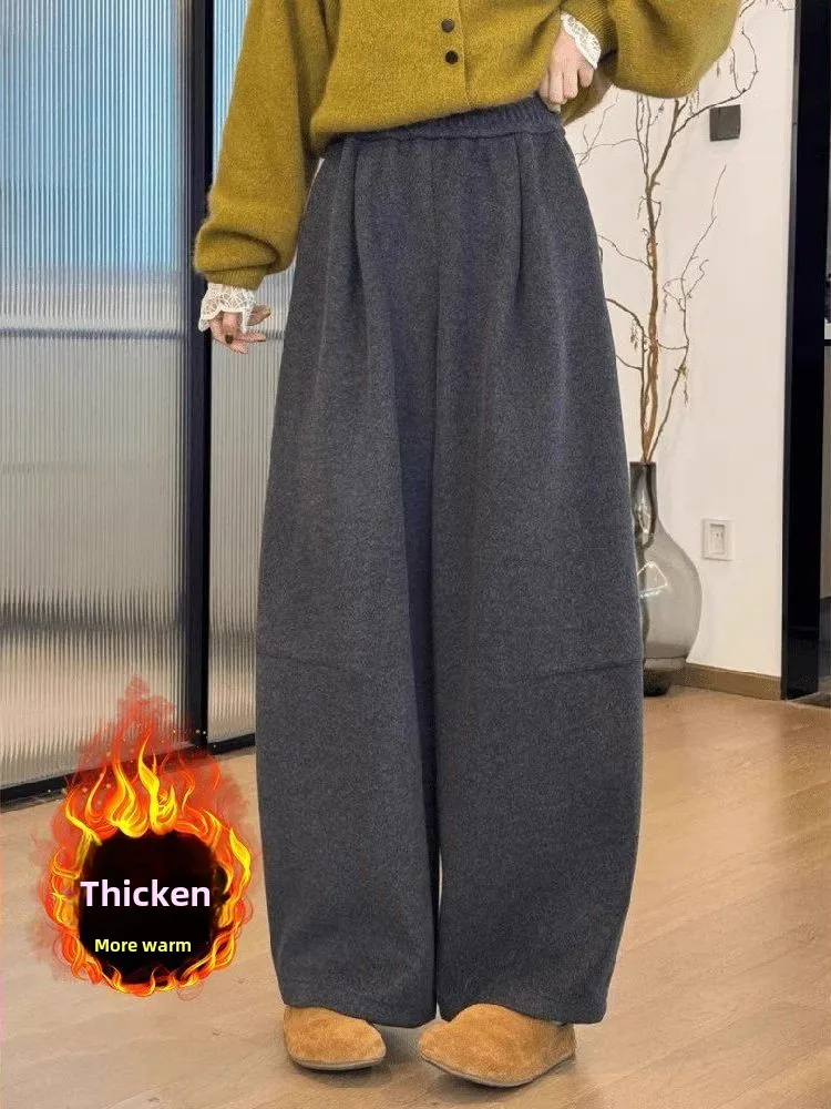 

Женские утепленные брюки-бананы с высокой талией, свободные, широкие, повседневные, осенне-зимние, драпированные, облегающие, для работы и отдыха