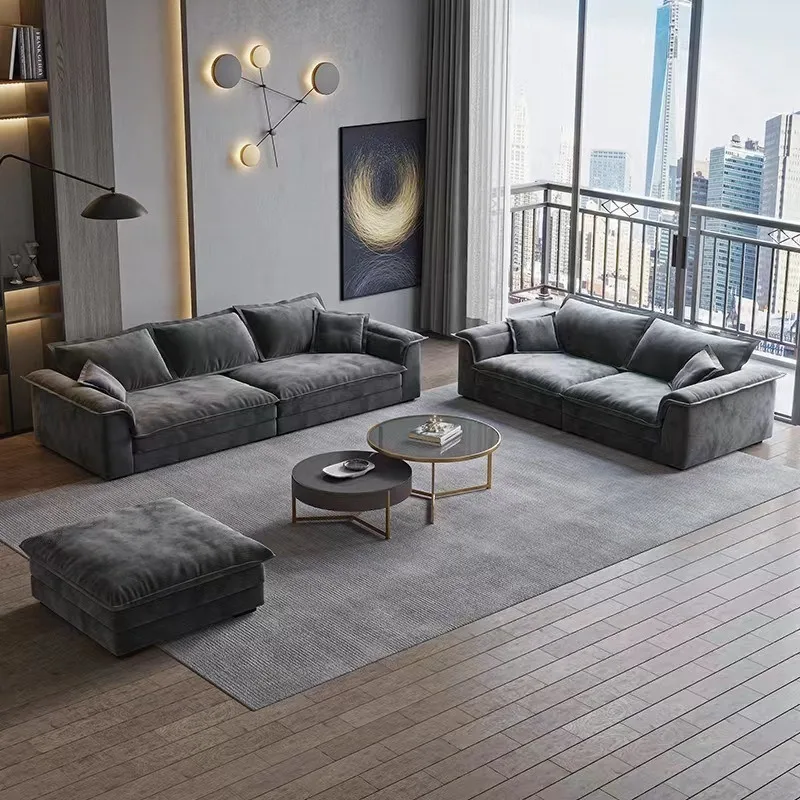 Chic Minimalist Velvet Fabric Sofa Set for Small Spaces with Chaise Lounge and Corner Design for Modern Living Room