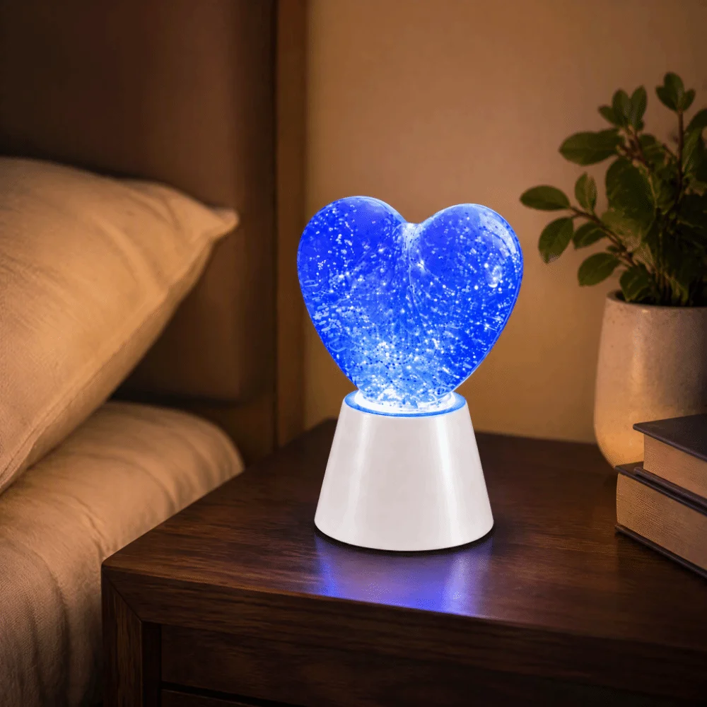 Shaking Color Changing Quicksand Lamp Heart Shape 7 Colors Night Light LED Glitter Ambient Light Desktop