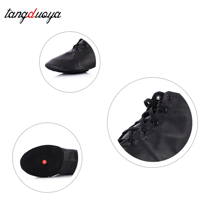 High Top Quality Dance Shoes Women Men Genuine Leather Black Ballet Shoes Sneaker Jazz Boots Plus Size Practice Dancing Shoes