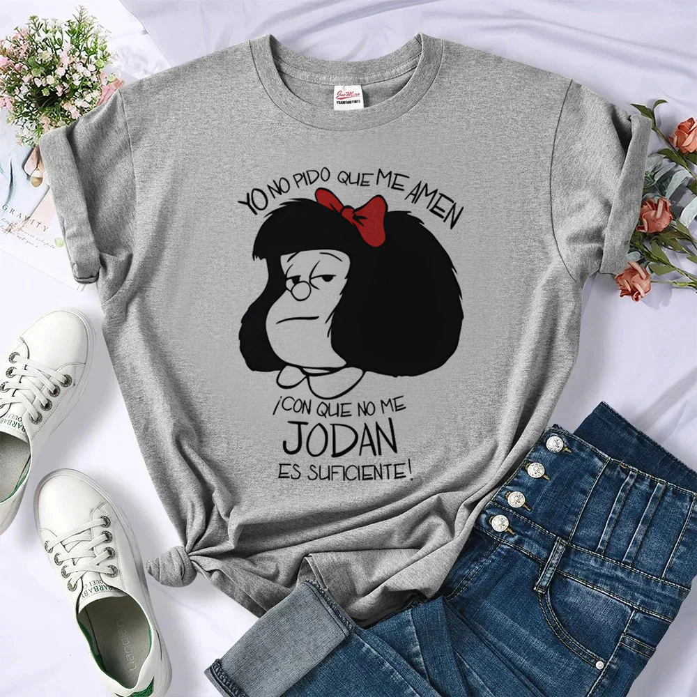 Camiseta Mafalda para mujer, ropa de calle colorida con gráfico de los años 2000, camiseta Vintage de la Universidad para mujer, anime Y2k de los años 2000