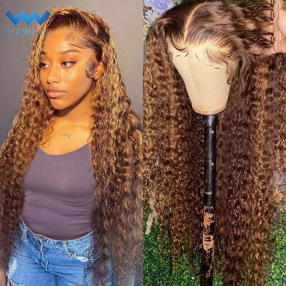 Highlight Wig Human Hair Hd Brazilian Wigs For Women Curly Water Colored Honey Blonde Lace Front Wig 13x4 Deep Wave Frontal Wig