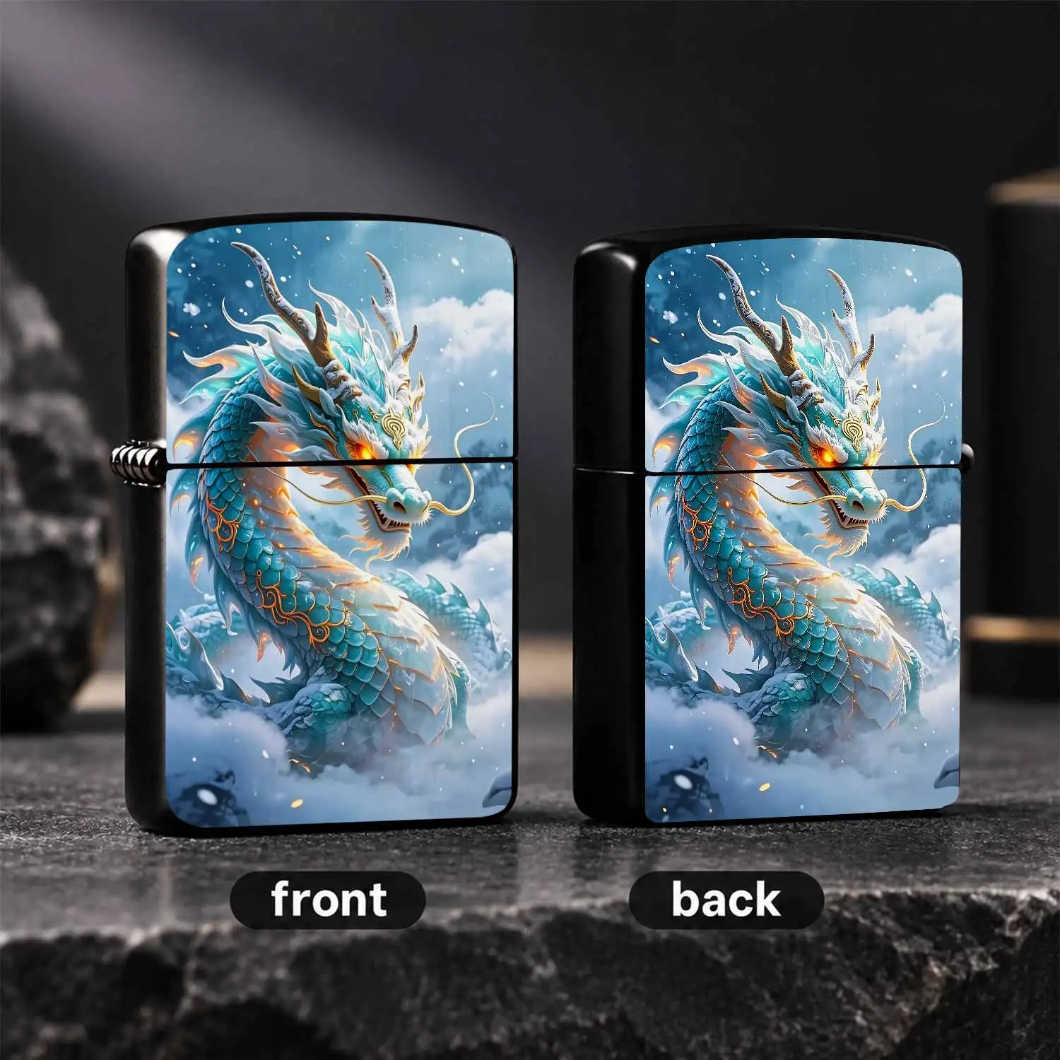 Exquisiteazure Dragon Themed Lighter, Vintage Auspice Cloud Dragon Pattern Portable Igniter, Ideal For Daily Use, Outdoor Gathering, Gifting And Personal Collection, Fine Crafted Stylish Accessory For All Scenes A Humorous And Interesting L