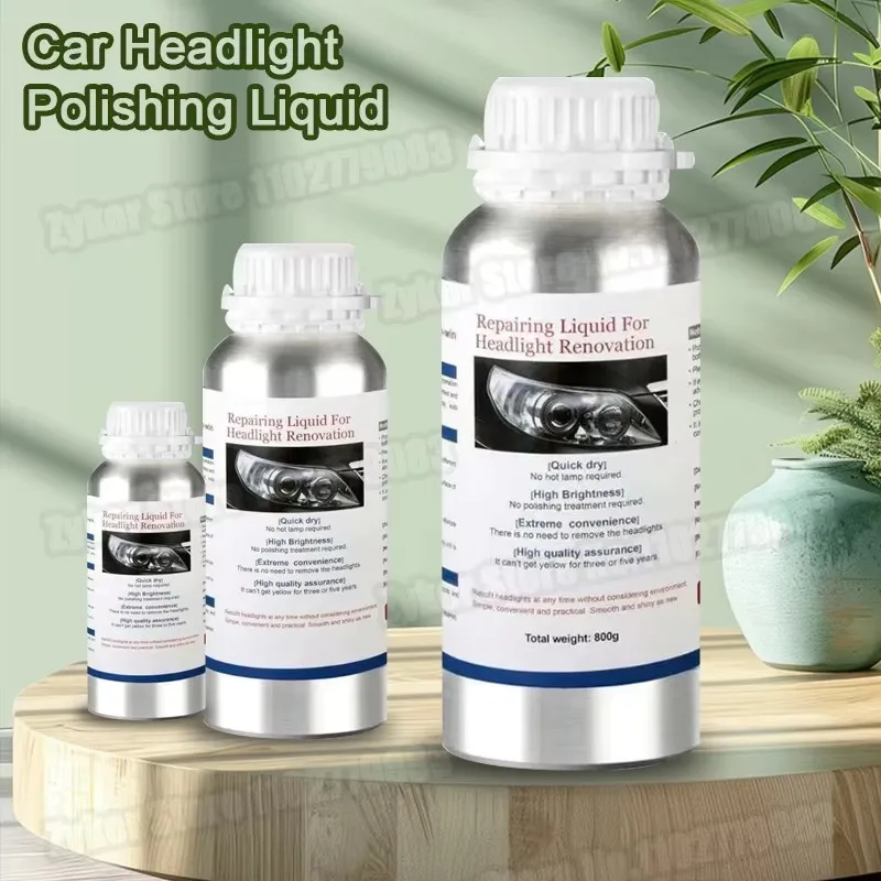Líquido para Restauração de Faróis de Carro 100/200/800ml, Líquido Químico para Polimento de Faróis