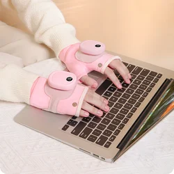 Type-C Rechargeable Full & Half Heated Fingerless Heating Warmer Heating Gloves with Digital Display 3 Heat Levels for Women Men