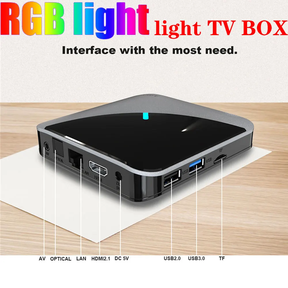 WOOPKER Set Top Box A95X F3 Air RGB Light TV Box Android 9.0 Amlogic S905X3 Smart TV BOX 4GB 64GB Dual Wifi 4K 60fps Media Playe