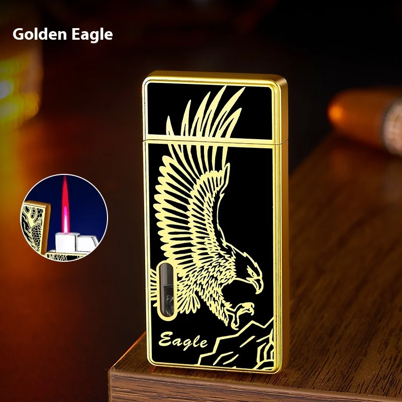 أحمر لهب النار يندبروف ولاعة معدنية السيجار المباشر الغاز أخف مقاوم للماء المحمولة ولاعة السجائر الدخان الملحقات للرجال