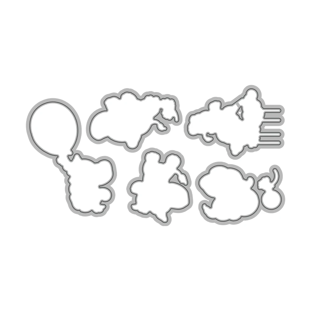 Mangocraft Cute Elephants And Mouse Cutting Dies Clear Stamp DIY Scrapbooking Metal Dies Silicone Stamp For Cards Albums Decor