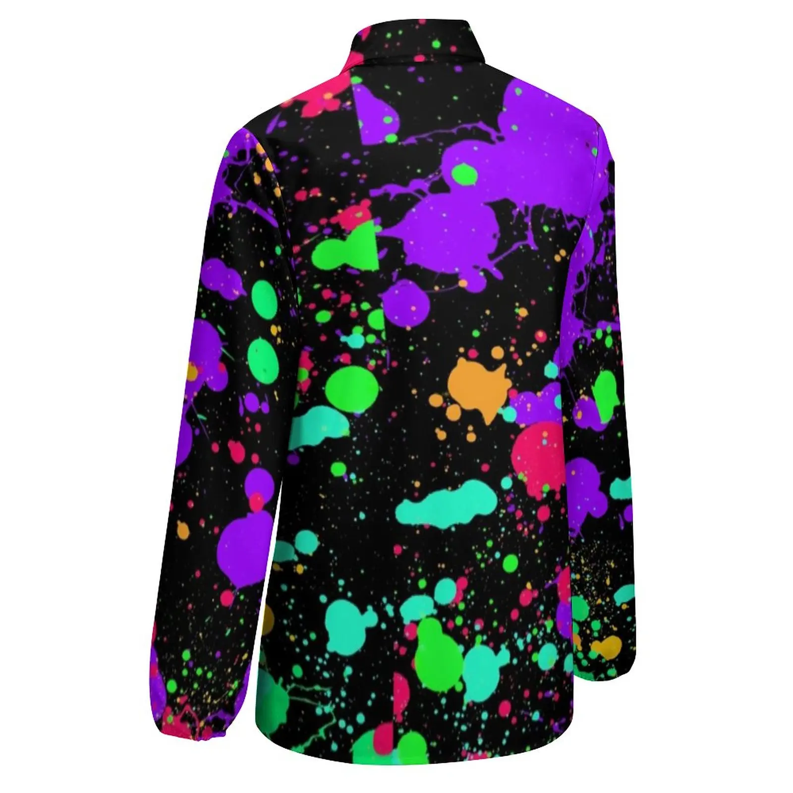 Neon Paint Loose Blouse Pretty Splatter Print Casual Oversize Blouses Female Long Sleeve Trendy Shirt Summer Custom Clothes