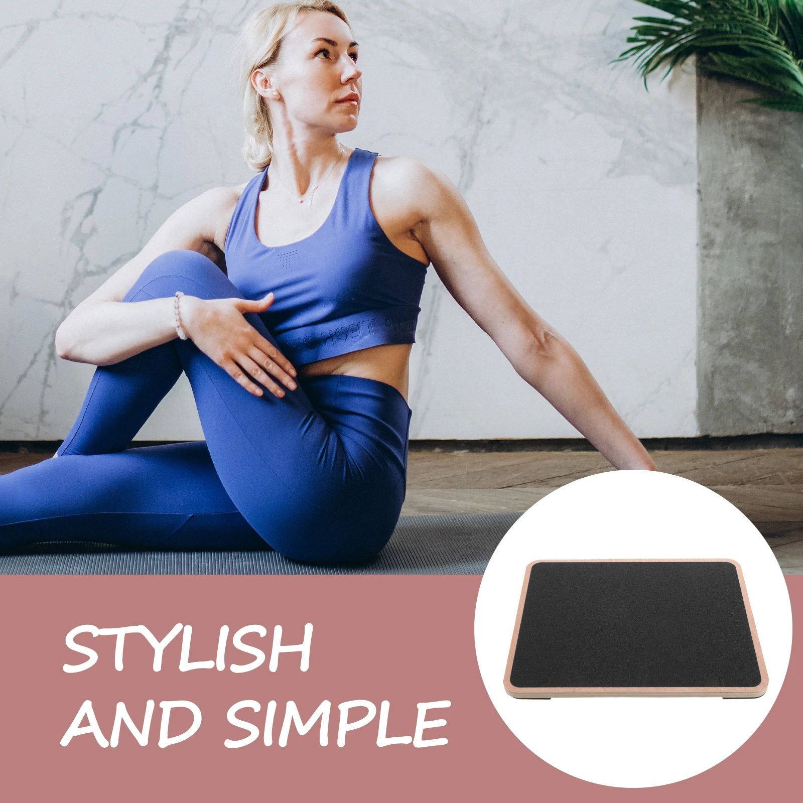 

Wooden Balance Board For Adults Yoga Fitness Training Sturdy Square -Friendly Coordination Exercise Beam Sensory