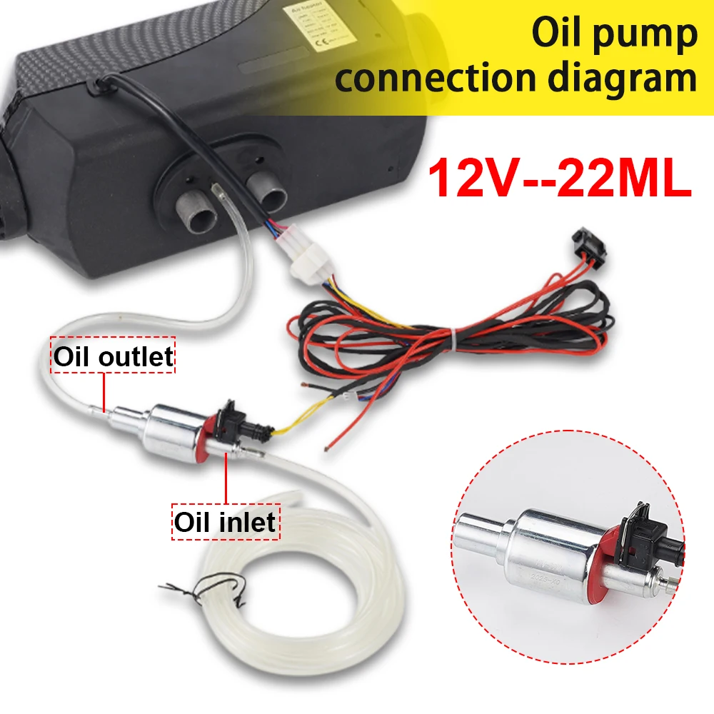 Pompa Bahan Bakar Diesel Universal 12V 22ml untuk Pemanas Udara Webasto Eberspacher, Pompa Pengisi Bahan Bakar Pemanas Parkir, Pompa Transfer Diesel 12V