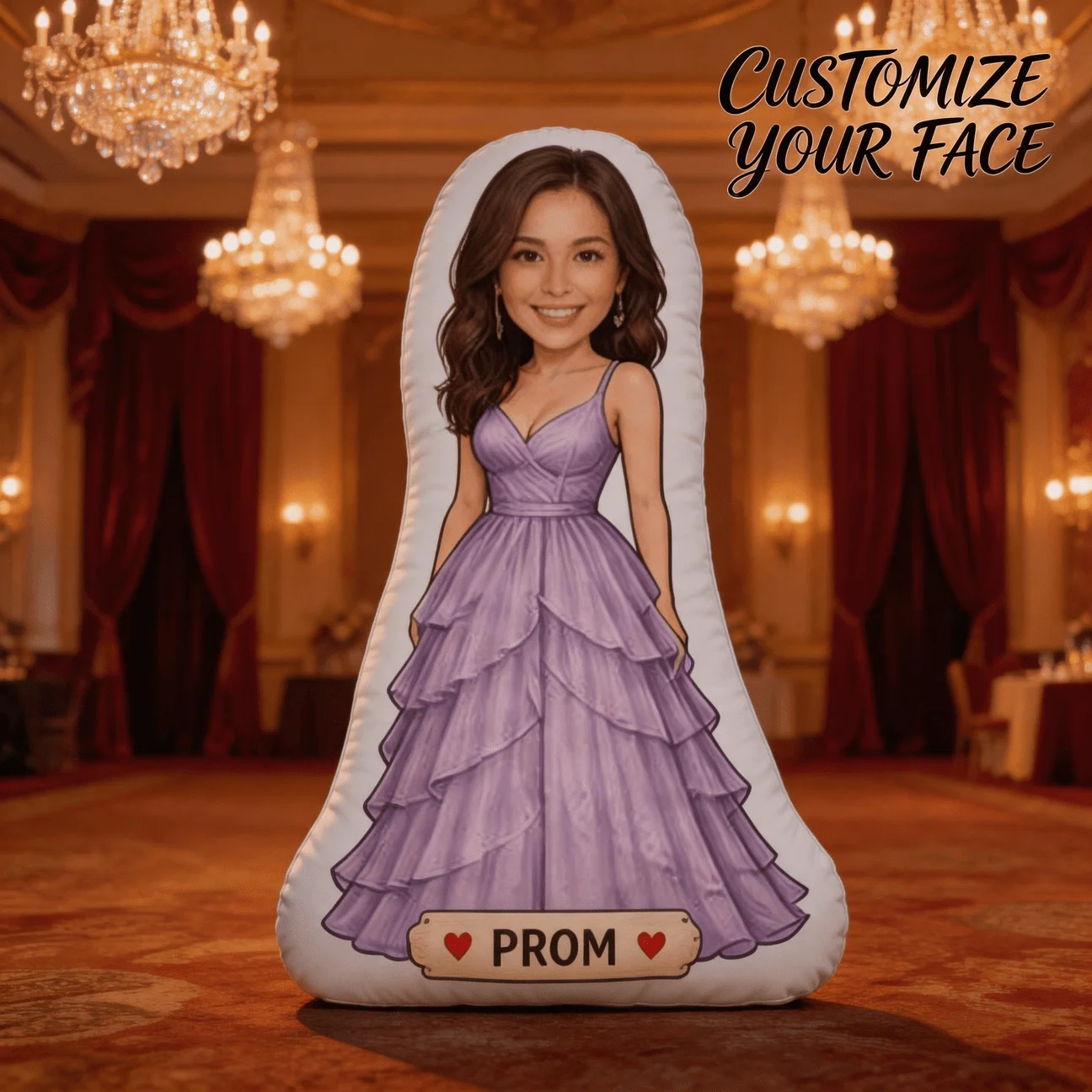 Customized photo shaped pillows, personalized facial photo decoration cushions for purple ball dresses, unique home decor sofas