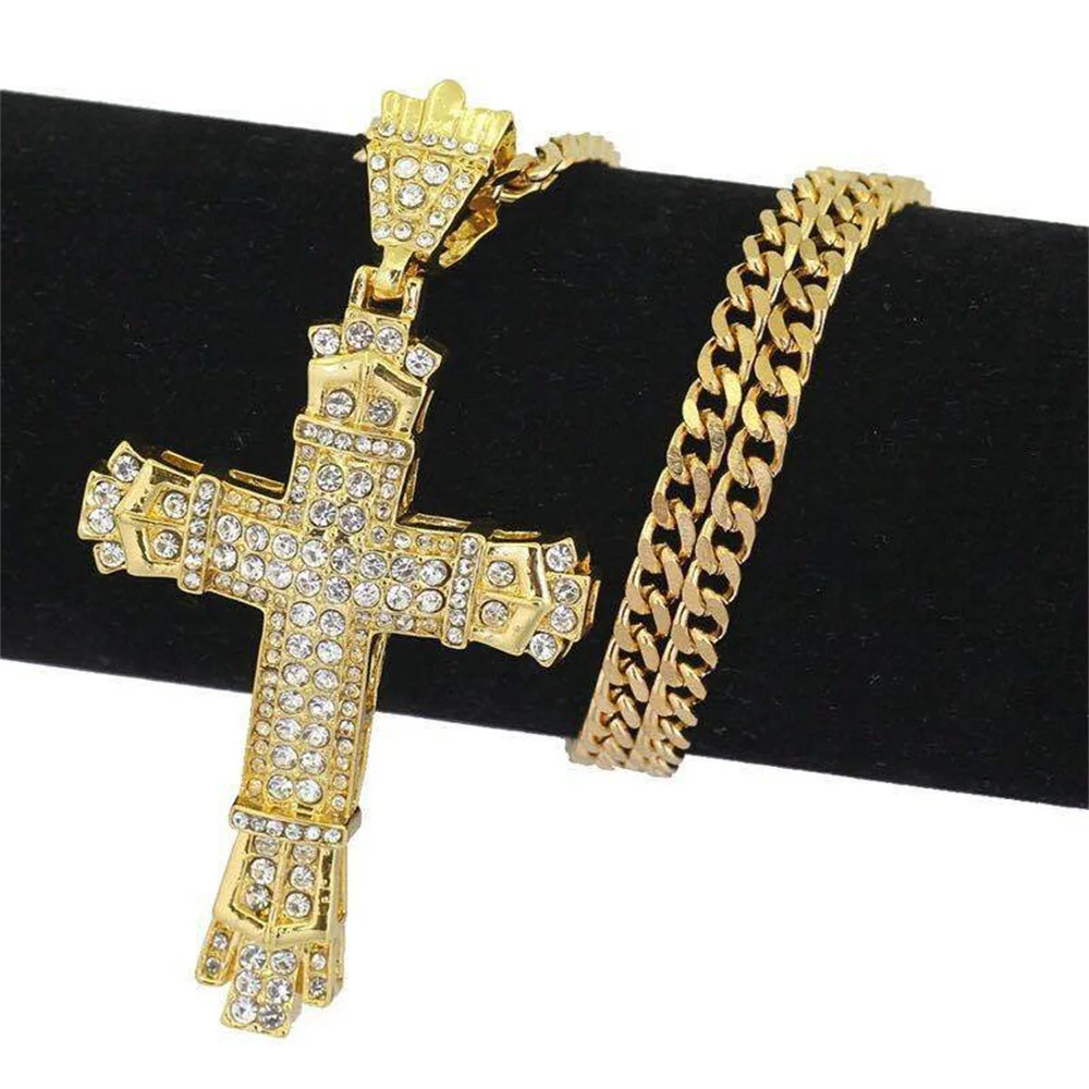 Cross Pendant Advanced Golden Necklace Zircon Pave CZ For Women&Men Charm Jewelry Exquisite Decoration 2024
