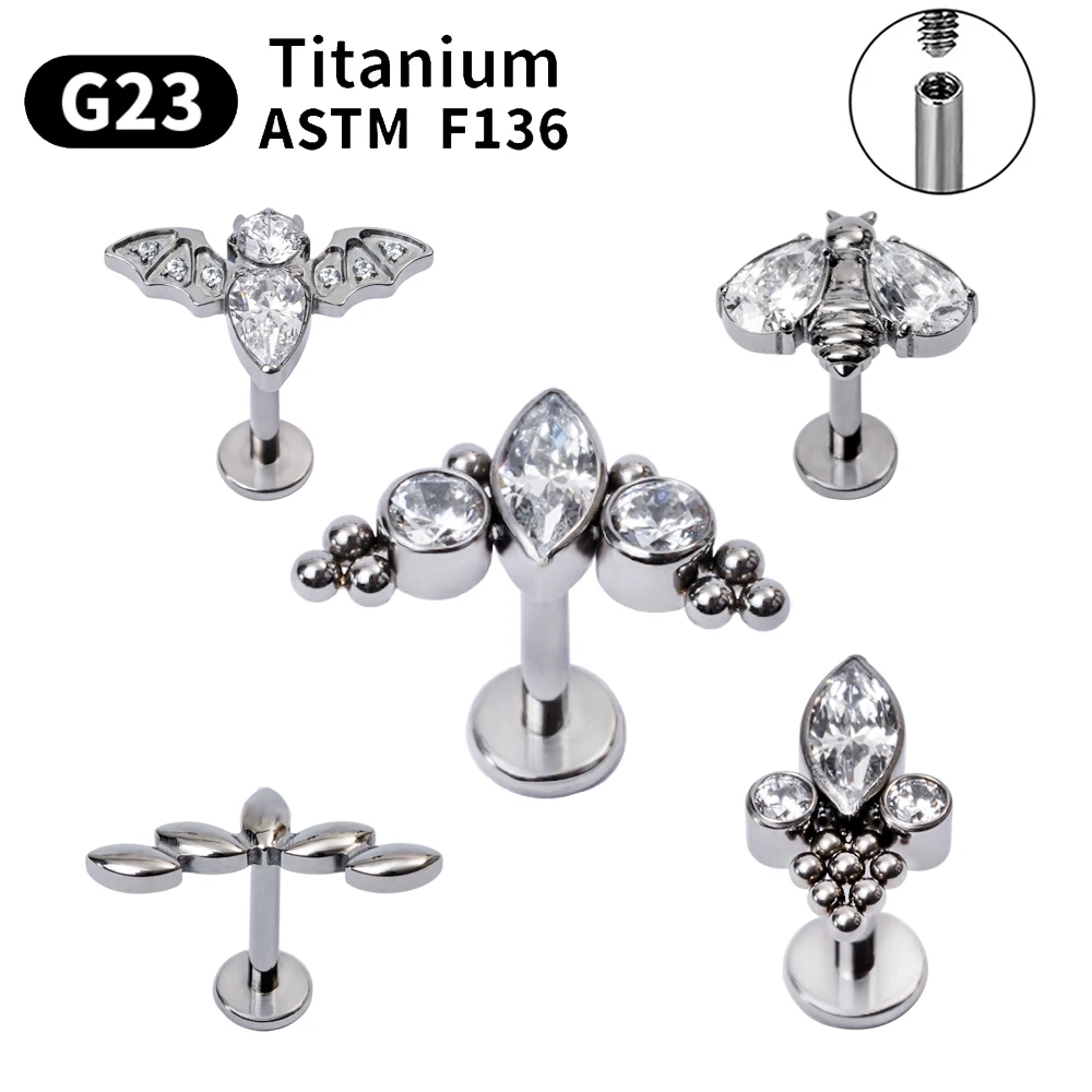 Piercing Stud Earring G23 F136 Titanium Septum Earrings For Women Ear Tragus Helix Cartilage Internal Thread Lip Stud Jewelry
