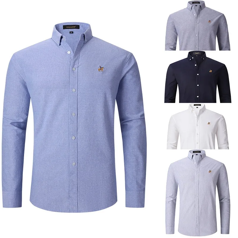 Men's Cotton Oxford Shirt Long Sleeve Business Casual